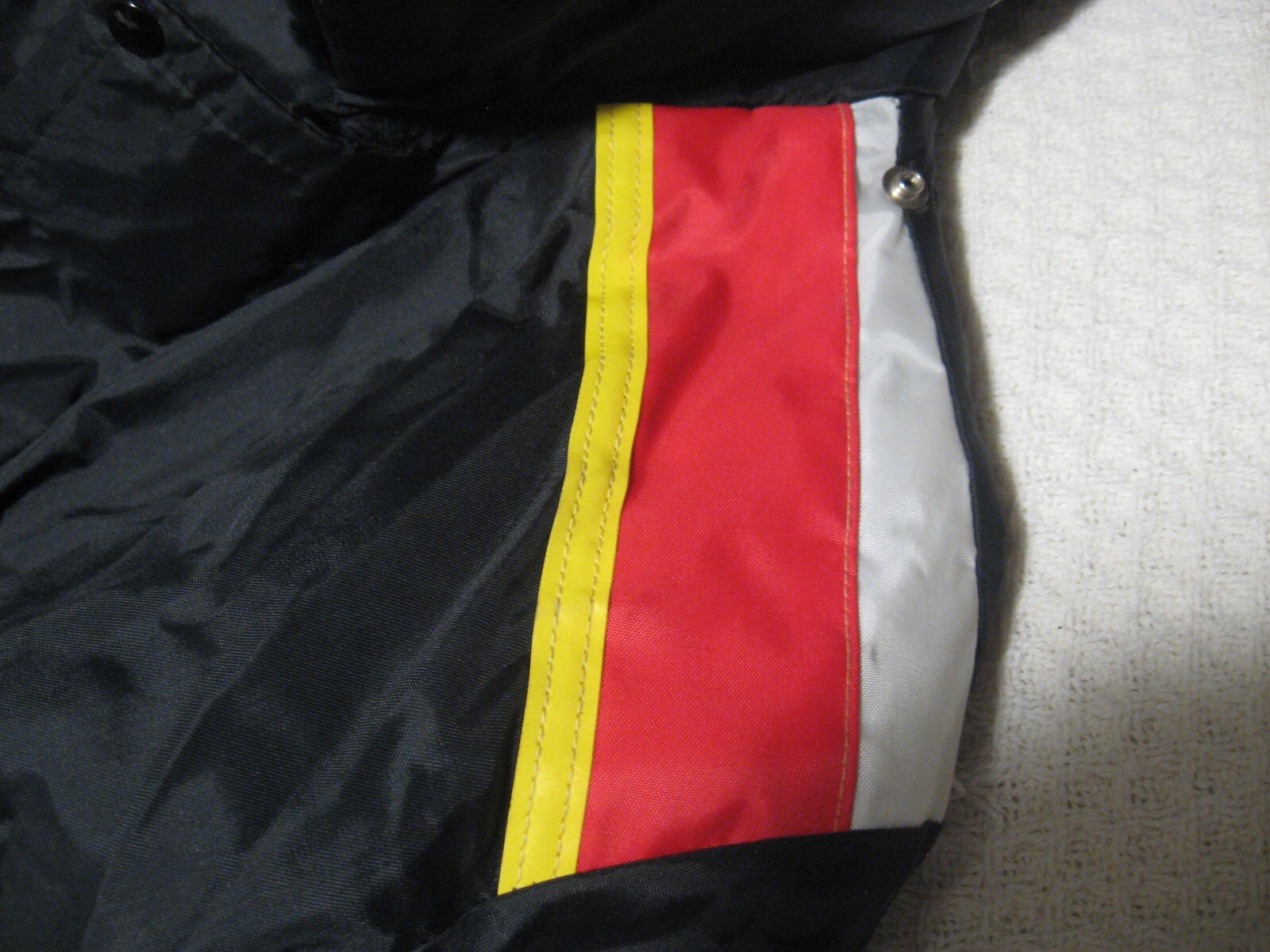 Vintage 80's EMAR Zipper  Fir Collar Red, White, & Yellow Stripe Winter MED Coat image 10