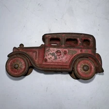 Antique AC Williams Cast Iron Red 4 Door Sedan Car