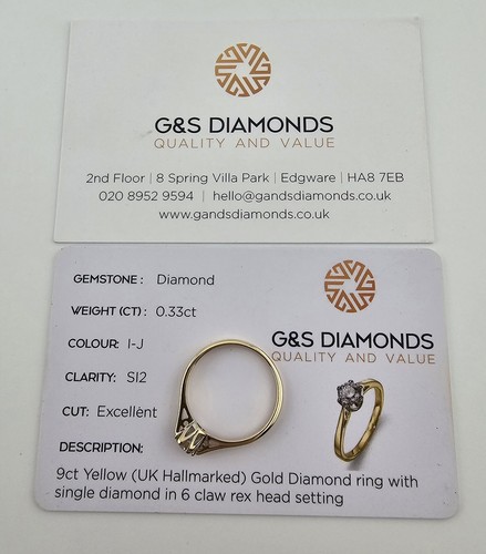 2.11g Yellow Gold 0.33ct Natural Diamond Solitaire Ring Q 1/2 G&S Grading report - Picture 12 of 20