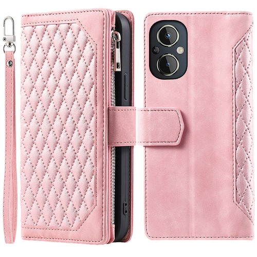 Luxury Rhombic Wallet Case,Leather Zipper Flip Card Case For OnePlus Nord N20 5G - Picture 33 of 44
