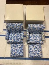 CONCORD DOLLHOUSE 2 BLUE/WHITE ARMCHAIR w OTTOMANS, , #1837, SLIGHT SECOND, READ
