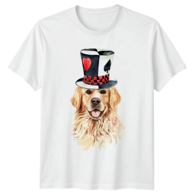 Hund trägt Narrenmütze Herren T-Shirt Golden Retriever Grafik Tee