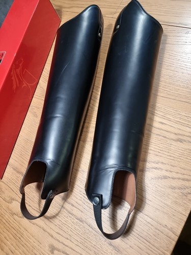 Sergio Grasso Boxato Nero Pelle Mezzi Chaps Nero Equitazione Gaitors 50/44 - Foto 3 di 17