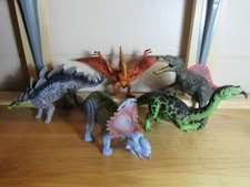 5 Plastic Dinosaur LOT KG192185 Spinosaurus Stego Figurine Figure