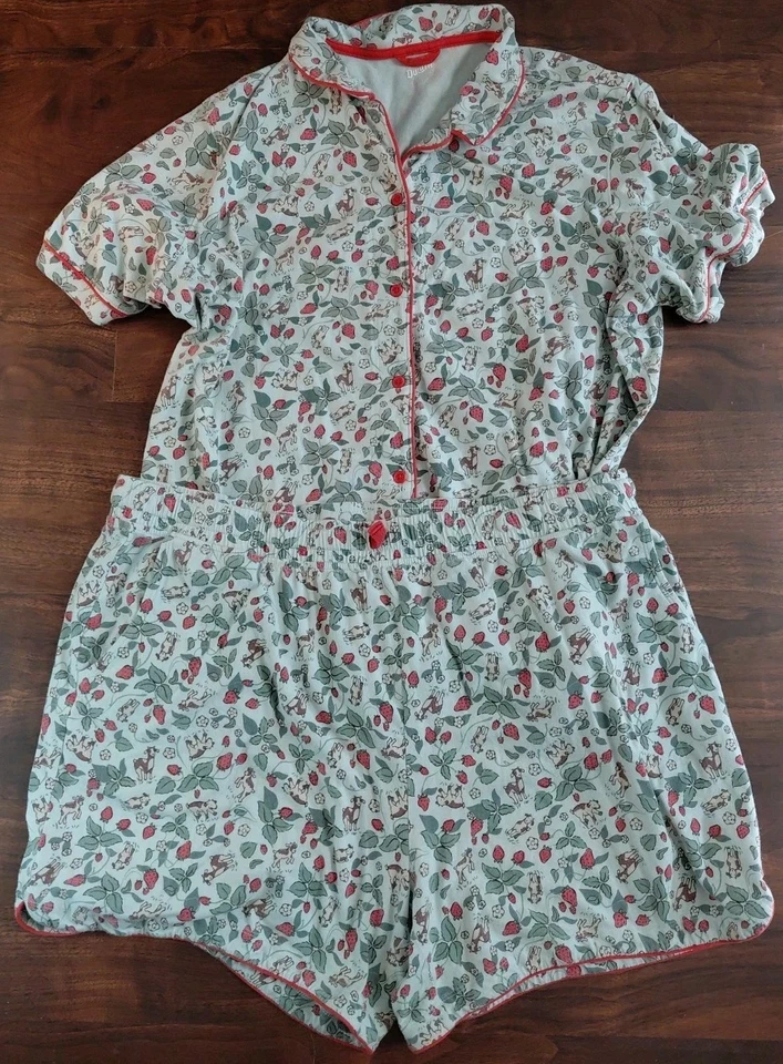 Duluth Trading Co Conjunto de pijama corto tejido algodón estampado cabra fresa XL Foto 2 de 4