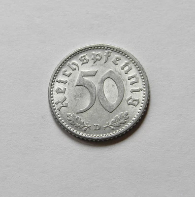 DRITTES REICH: 50 Reichspfennig 1943 D, J. 372, fast stempelglanz - Bild 1 von 2
