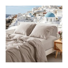 100 Pure Linen Duvet Cover Set King Size 3 Pcs Natural Linen Bedding Zipper ...