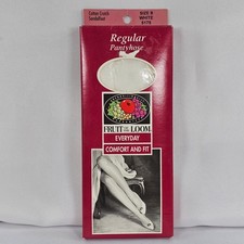 Vintage Fruit of the Loom White Pantyhose Size B Sandalfoot Cotton Crotch 5175