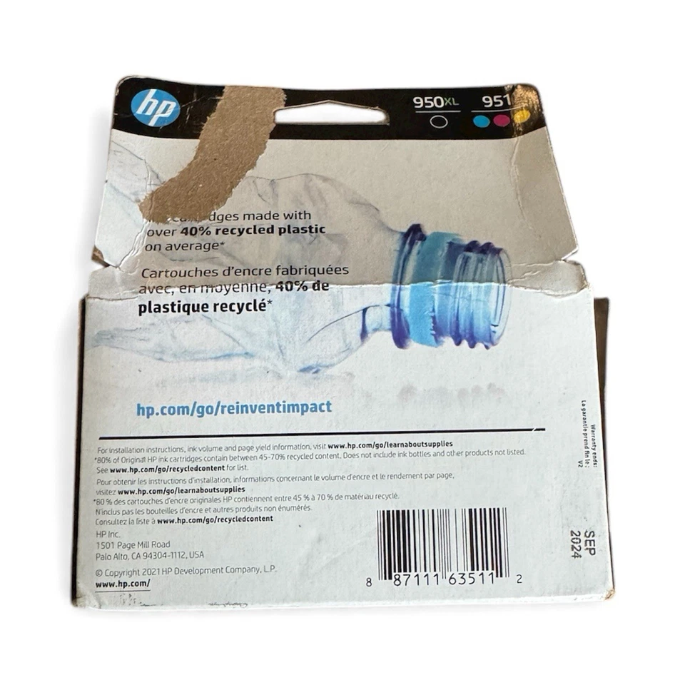 Cartucho de tinta HP 950XL / 951 negro cian magenta amarillo sello de fábrica -CADUCIDAD 09/2026 Foto 2 de 3