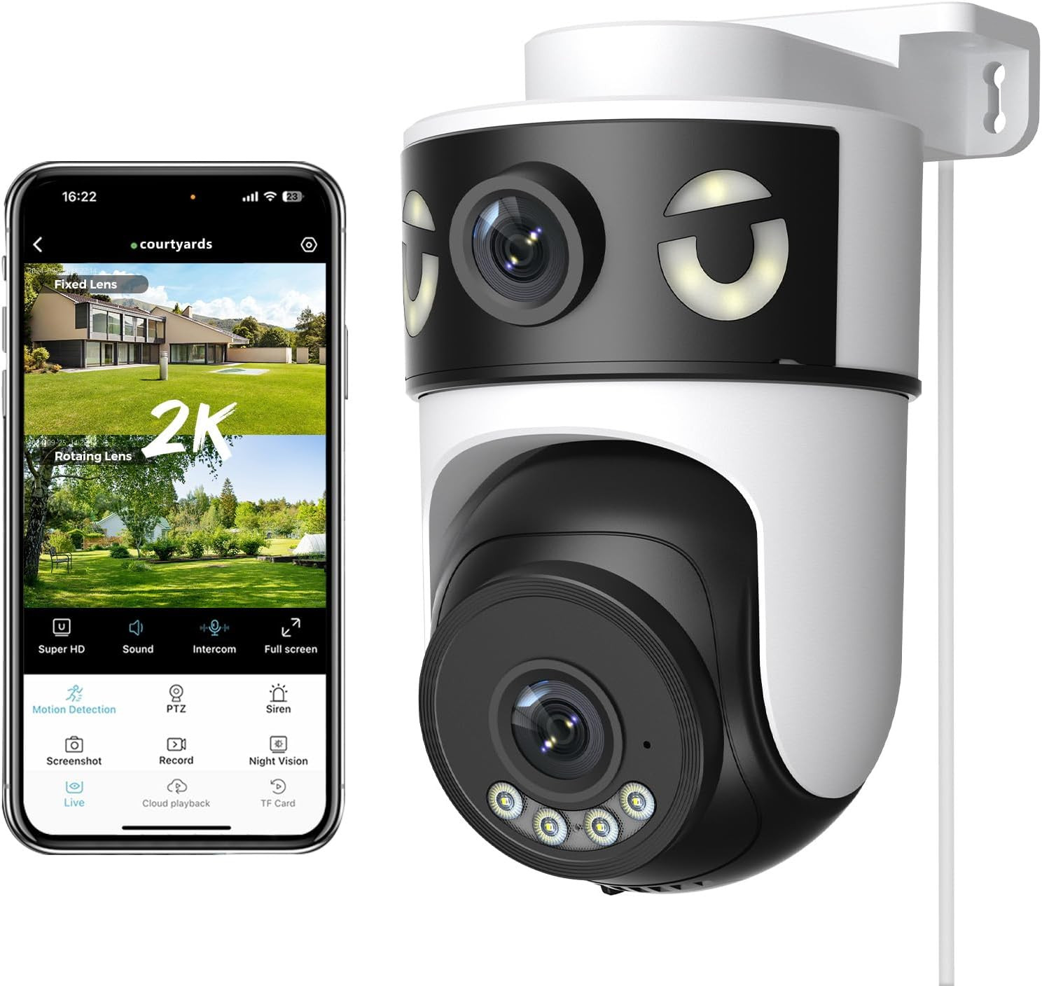 Telecamera Wi-Fi Esterno 2K Doppia Lente 360° PTZ | Sicurezza Professionale