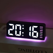 Digital Alarm Clock LED Mirror Temperature Date Desk Display USB Black Case NEW