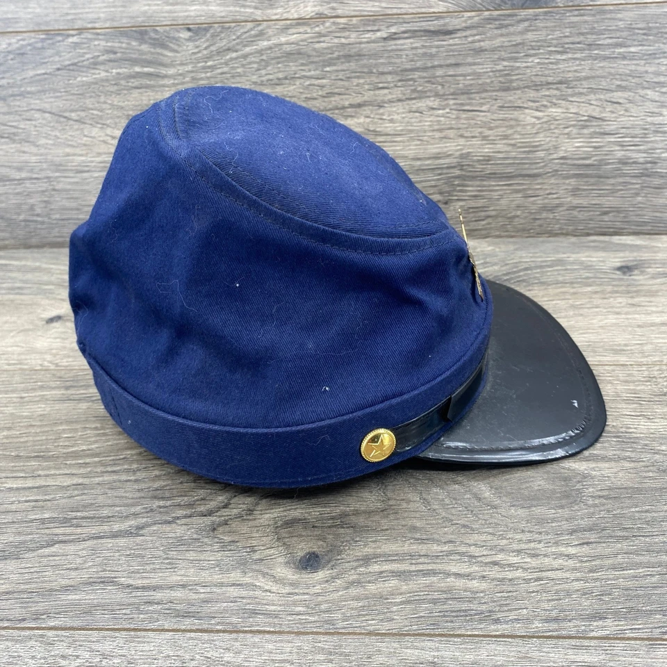 Gorra de soldado de la Unión de la Guerra Civil Sombrero Kepi Azul Lana Recreación Disfraz Militar Foto 4 de 4