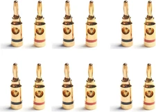 6 Pairs Gold Plated Banana Plugs Open Screw Type Speaker Cable Connectors Aud...