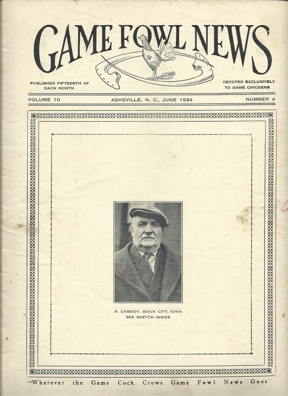 VINTAGE COLLECTIBLE Gamefowl News Magazine  Devoted to Game Fowl june 1934
