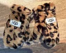 Ugg Toddler Girl Faux Fur Mittens Size 2-4T Leopard Print 