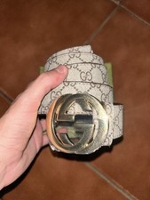 Free shipping GUCCI Leather Interlocking Buckle Belt UNISEX