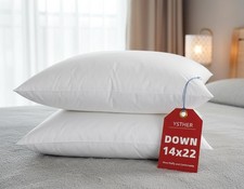 YSTHER Down Feather Throw Pillow Inserts 14x22 Set of 2 Firm Large Lumbar Pil...