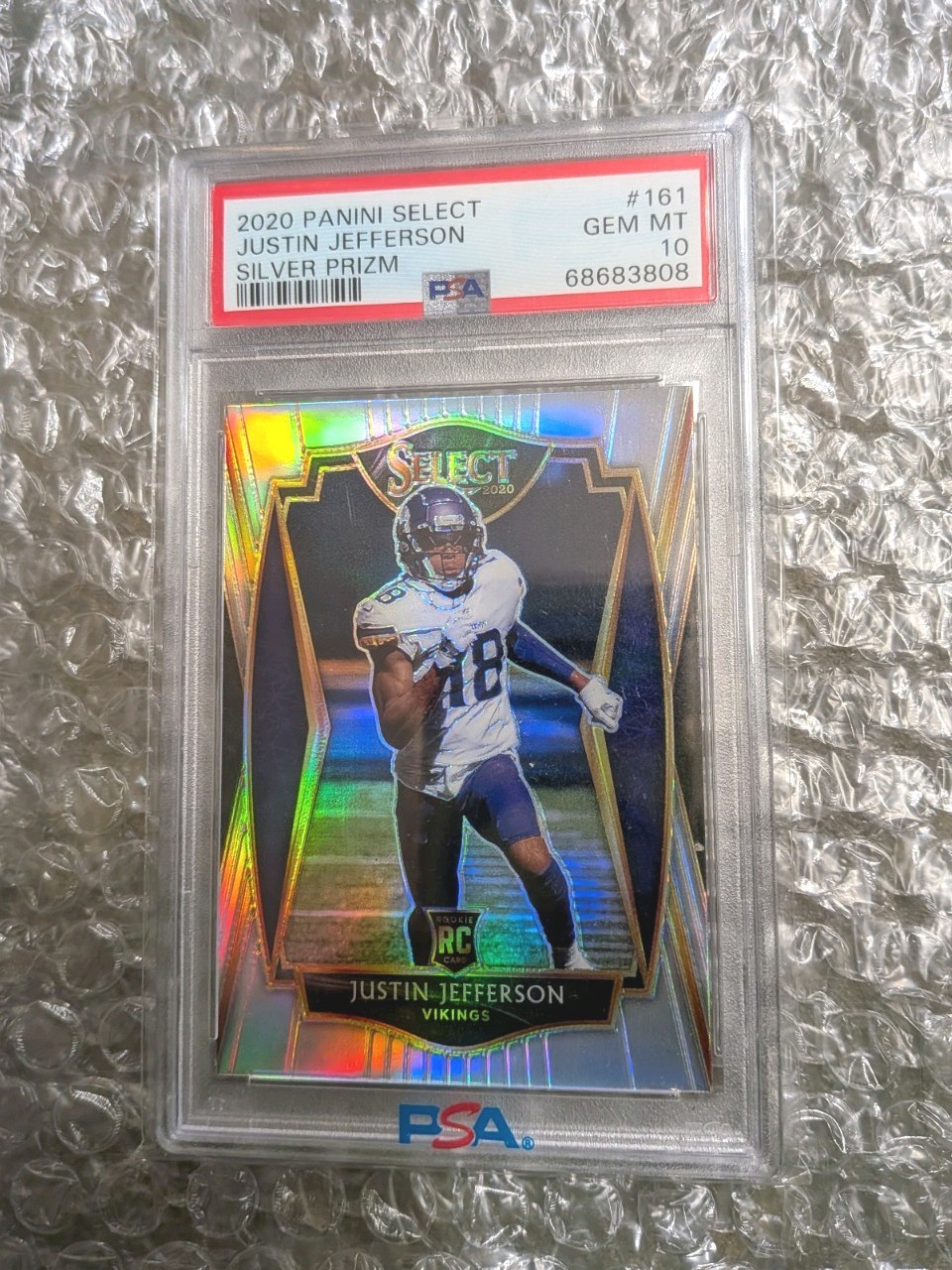 2020 SELECT JUSTIN JEFFERSON SILVER PRIZM ROOKIE RC #161 PSA 10 Premier Level