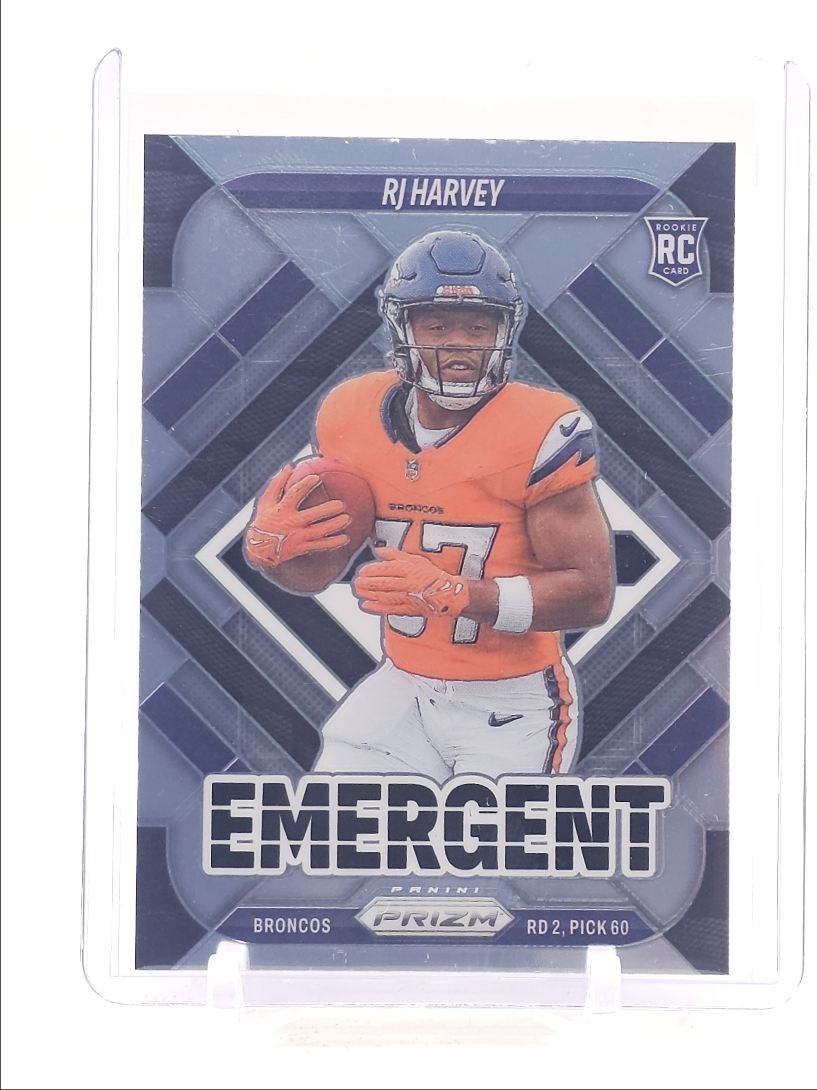 RJ HARVEY 2025 PANINI PRIZM EMERGENT ROOKIE BASE BRONCOS RC Q4244