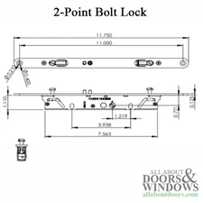 2-Point Sliding Patio Door Lock with Locking Bolts Flat Faceplate Slam Pin