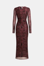 NWT CUPSHE X JOJO FLETCHER Burgundy Floral Long Sleeve Dress
