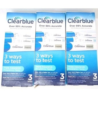 Lot of 3 Clearblue Triple Assurance Pregnancy Tests 3 Digital Tests EXP 04/27