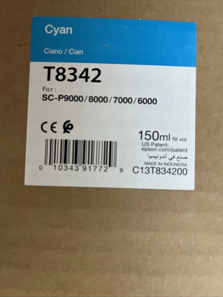 Cartucho de tinta cian Epson SC-P9000/8000/7000 original caducado 7/21 T8342 C13T834200 Foto 2 de 4