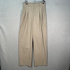 GU by Uniqlo Womens XS Beige High-Waisted Pleated Trousers Straight Leg Pants