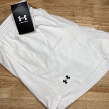 Girls Under Armour Tech Play Up Mesh Athletic Shorts White YXL New