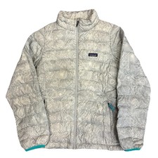 PATAGONIA LIGHT GREY NANO PUFF PUFFER JACKET YOUTH GIRLS KIDS 2XL AOP NATURE H2