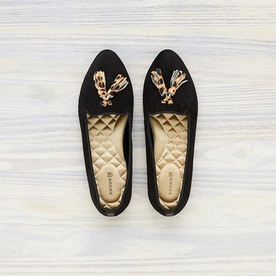 Birdies Heritage The Blackbird Loafer in Black Suede Cheetah Tassel Size 9 EUC