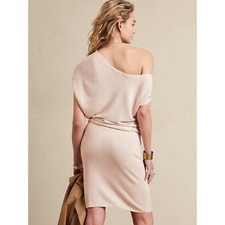 NWT Banana Republic Ivory Ribbed Sweater Dress Off Shoulder Size Large