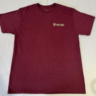 Heybo Outdoors T-Shirt Large Short Sleeve Maroon Graphic Print Labs Dogs Hunting