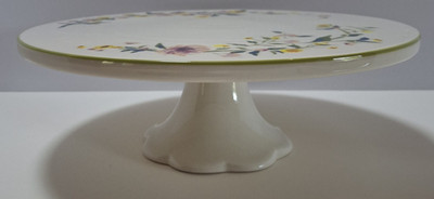 Target Threshold Pedestal Cake Stand Stoneware White w/Floral Green Trim 11''