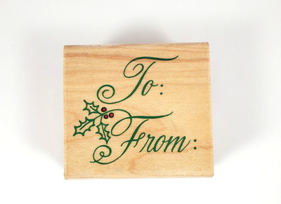 Hero Arts-E1811 Holly To/From-Wood Mounted Rubber Stamp