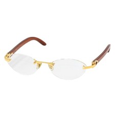 Cartier Wood Eyeglasses Glasses Oval Lenses Rimless 19 135b Excellent R2665