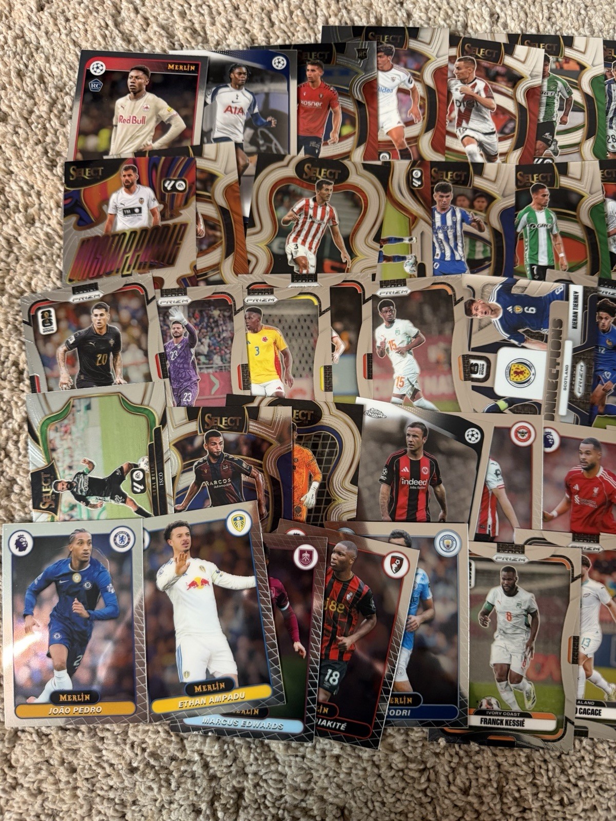 60 Soccer Card Lot - Select La Liga / Prizm Word Cup / Merlin - Inserts/Rookies view 6