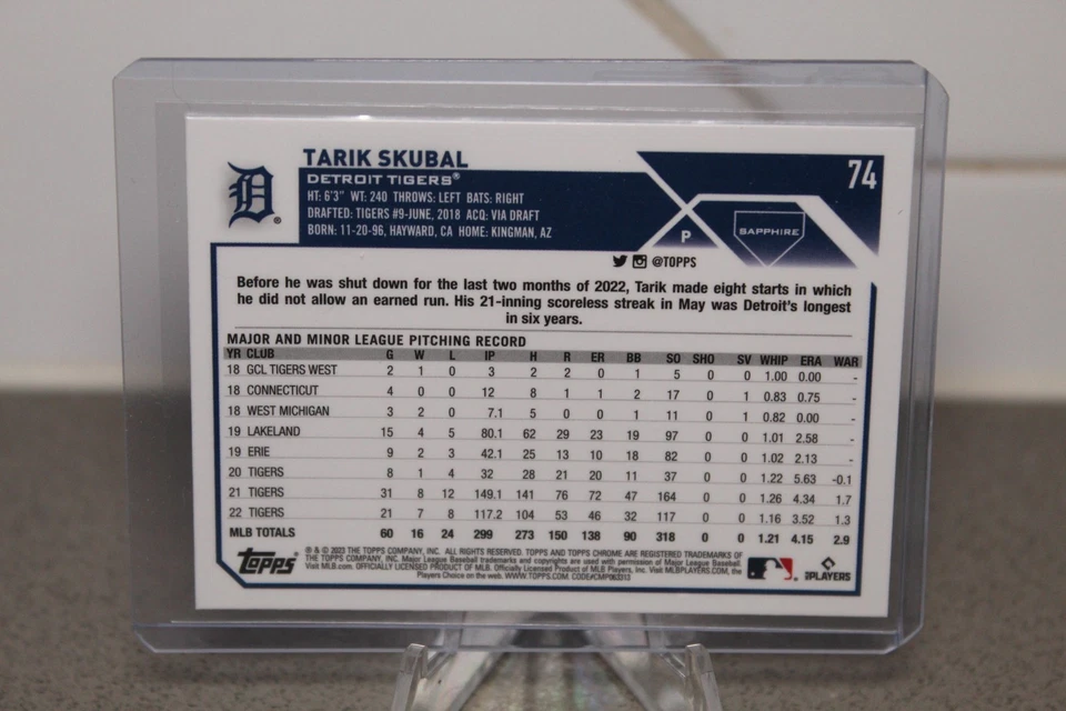 2023 Topps Chrome Sapphire Edition TARIK SKUBAL Detroit Tigers #74 Cy Young! - Image 2 of 2