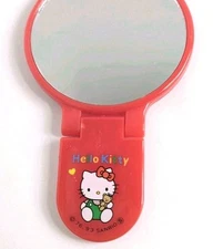 Vintage Hello Kitty Mirror 1989 Hand / Stand 80s Red Kawaii Sanrio Rare Japan