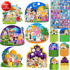 36 Sets Ramadan Stickers Eid Mubarak Craft Kit for Moon Star Scene Stickers Bulk