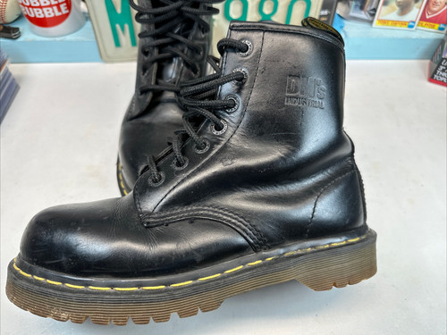 Vtg Dr Martens 2221 Docs 7 Hole Boots UK 5 Black Leather DMs Industrial ENGLAND - Picture 8 of 18