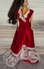 Vintage Mommy Made Red Velvet Dress for Barbie, Mego Dolls, Darci B107