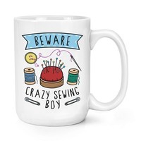 Beware VerrüCkte NäHen Jungen 426Ml Groß Becher Tasse Scherz Sohn Lustig Kinder