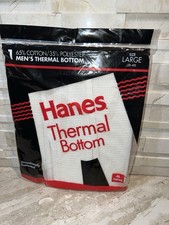 Vintage Hanes Thermal Bottom Men's Large White Cream Waffle Knit 1993 - New