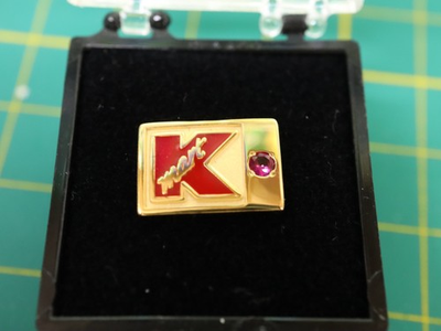 #ad Kmart 10 Years Employee Service Award Pin Tie Tack With PINK gem Vintage $14.99