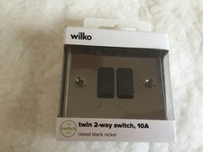 Twin Two Way Switch 10 Amp, Raised Black Nickel, New In Packet