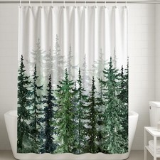   Merry Christmas Shower Curtain SetWinter Forest Shower Curtain for Bathroom...