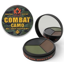 3-Color Camo Face Paint with Built-in Mirror Water Sweat Resistant