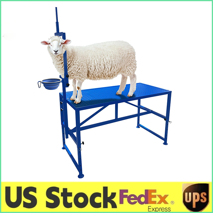 Heavy-Duty Goat Milking Stand With Feed Bin – 47-Inch Steel Frame, Adjustable Headlock, 5 Cross Beams, For Milking, Shearing & Hoof Trimming