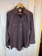 Dee Cee Brand Western Snap Shirt Plaid USA Made Pearl Snaps Vintage Look L